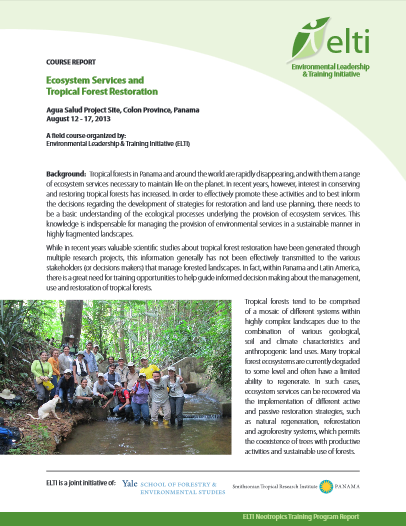 Ecosystem Services and Tropical Forest Restoration