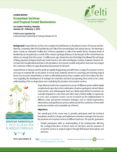 Servicios Ambientales y Restauración de Bosques Tropicales