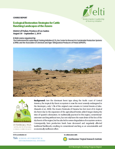 Ecological Restoration Strategies for Cattle Ranching Landscapes of The Azuero