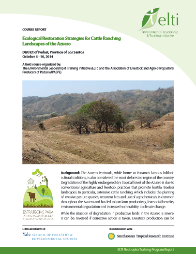 Ecological Restoration Strategies for Cattle Ranching Landscapes of The Azuero