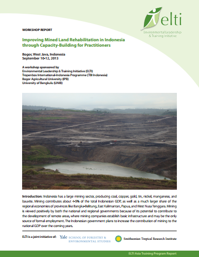 Mejorando Rehabilitación de Minas de Carbón en Indonesia a Través de Capacitaciones para Personal de Campo