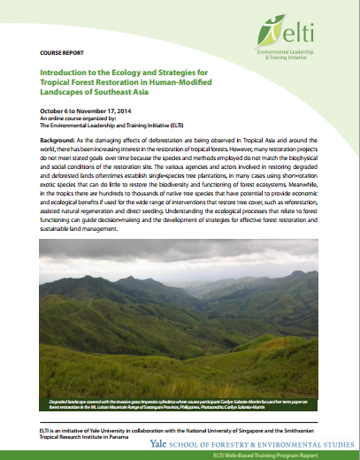 Introducción a la Ecología y a las Estrategias de Restauración para Bosques Tropicales en Paisajes Intervenidos del Sudeste Asiático