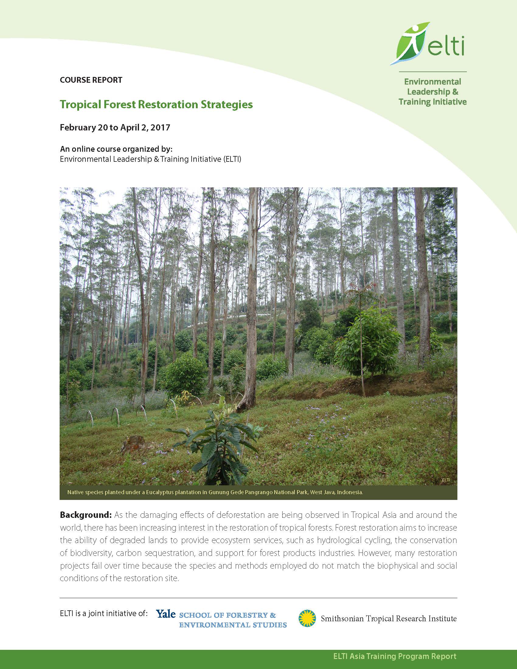 Course Report Tropical Forest Restoration Strategies