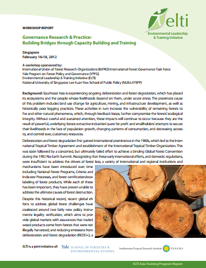 Gobernanza de Bosques, Investigación y Práctica: Tendiendo Puentes Mediante la Capacitación
