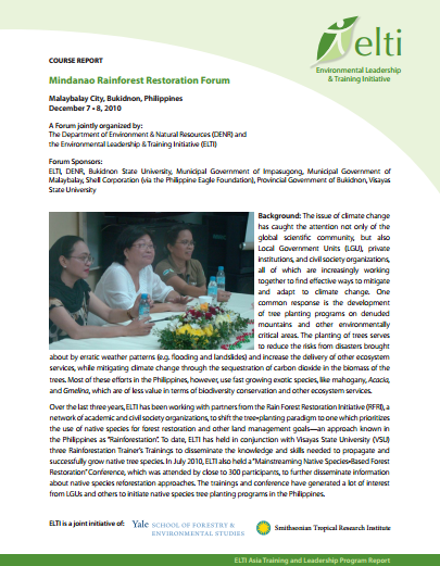 Mindanao Rainforest Restoration Forum