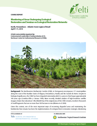 Monitoring of Areas Undergoing Ecological  Restoration and Seminar on Ecological Restoration Networks
