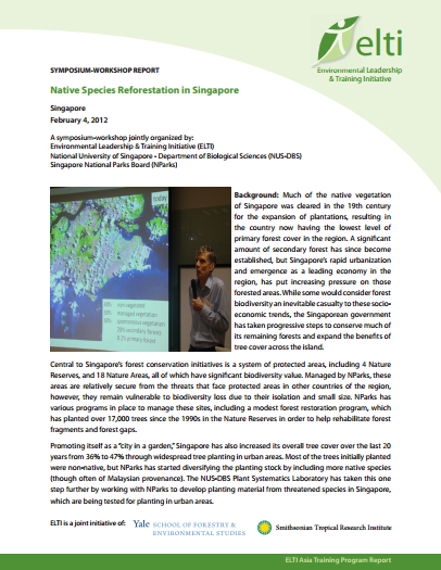 Reforestación con Especies Nativas en Singapur
