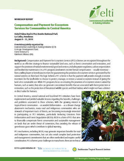 Compensación y Pagos por Servicios Ambientales para Comunidades en Centroamérica