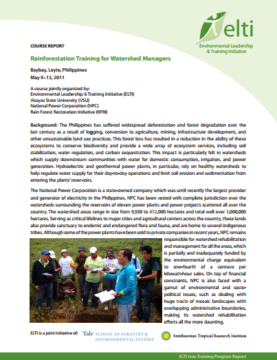 Rainforestation Training for Watershed Managers