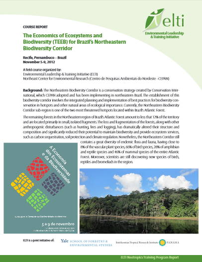 Economía de los Ecosistemas y la Biodiversidad para el Corredor Nordeste de Biodiversidad de Brasil