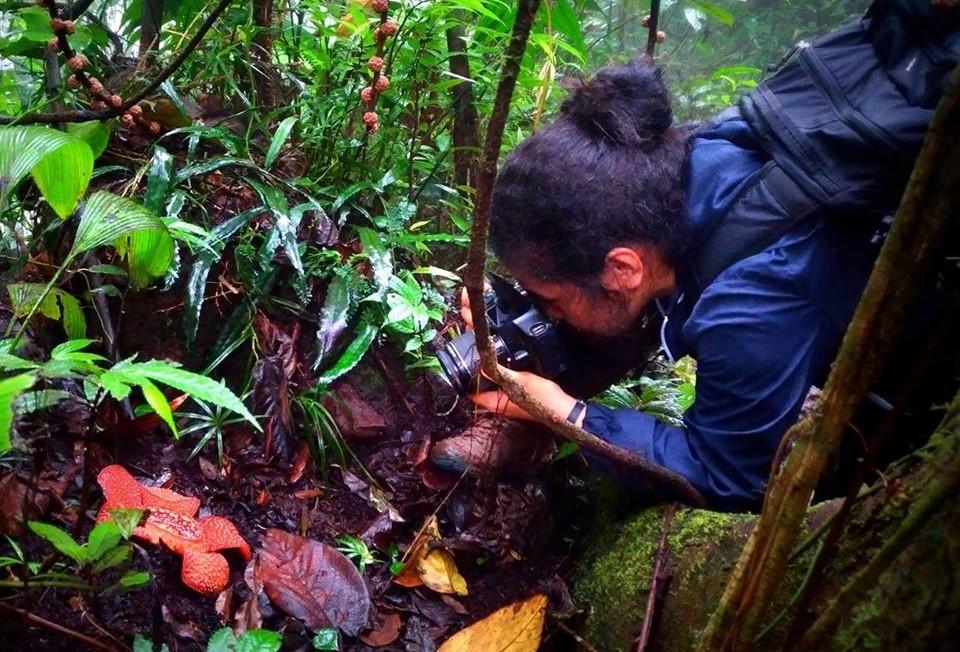 Joy admiring Rafflesia lagascae, a parasitic flowering plant, while passing through the stations of Mt. Makiling in Laguna, Philippines.